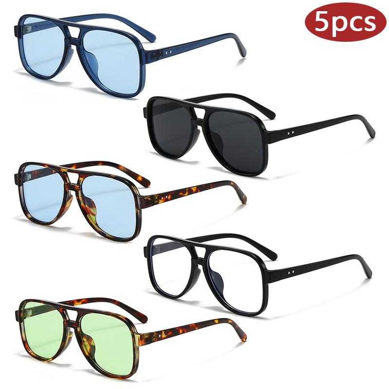 

5 Sets Double Bridge Classic Sun shades Vintage Quadrate Outdoor UV Protection For driving Eyewear Big Shades Women Eyewear