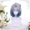 Straight Bob Lolita Short Cosplay Synthetic Hair Wigs Ombre Gray Blue Gradient Sweet Cute Wig for Women