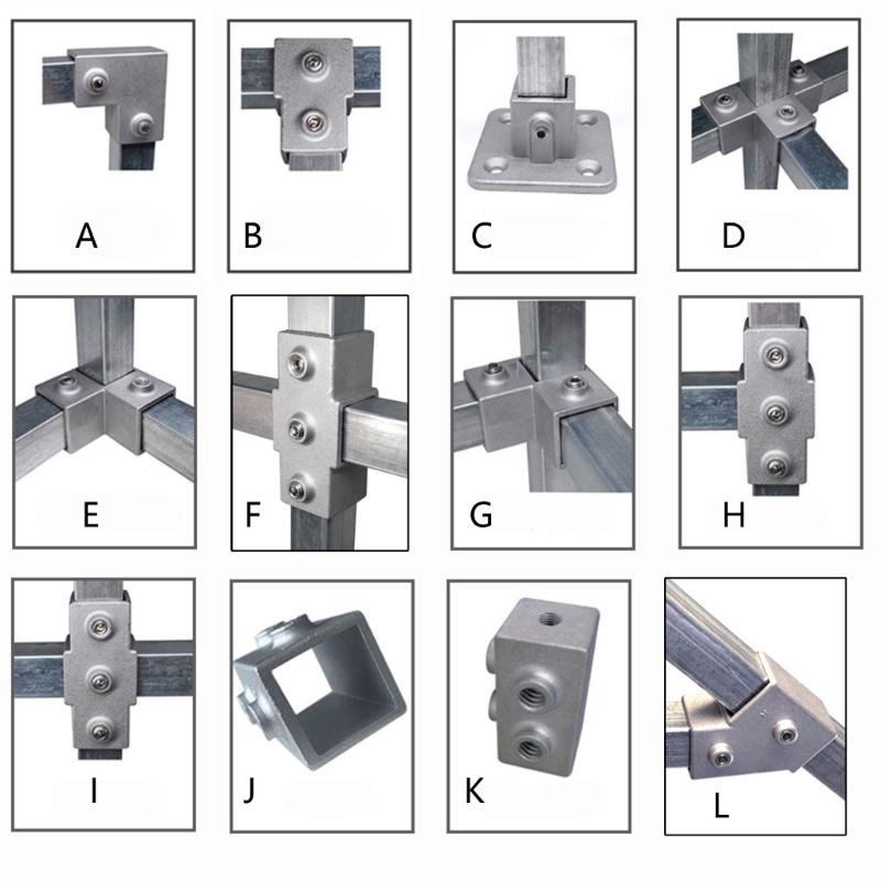 Connettore Rastrelliera di Stoccaggio Giunto Fisso Tubolare Quadrato Raccordo a Gomito a 3 Vie per Montanti di Recinzione e Costruzione di Scaffalature Industriali