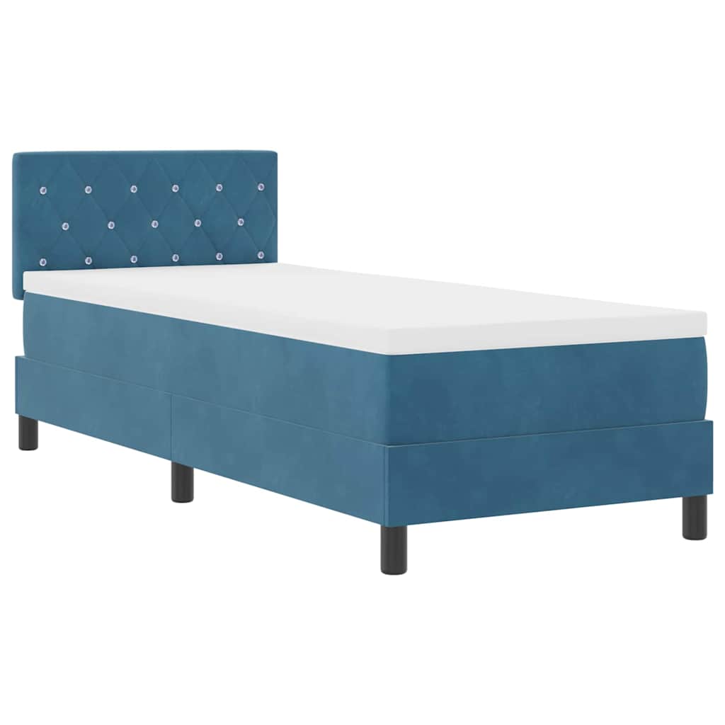 Box Spring Bed with Mattress Dark Blue 80 X 200 Cm Velvet