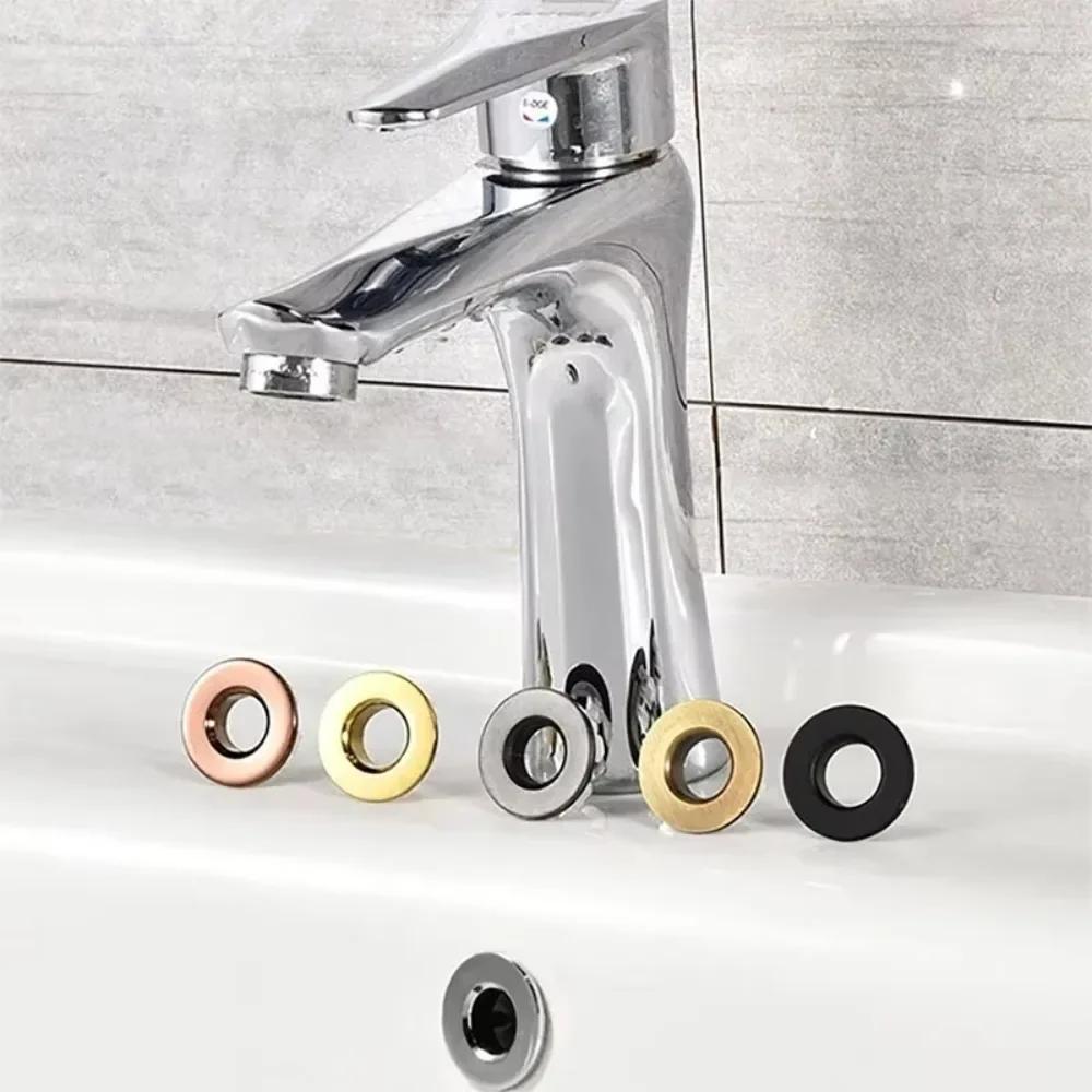 HOT Sink Overflow Cover Decor Cap Metal Copper Bathroom Washbasin Hole Trim Overflow Ring Bathtub Faucet Accessories 23-25mm