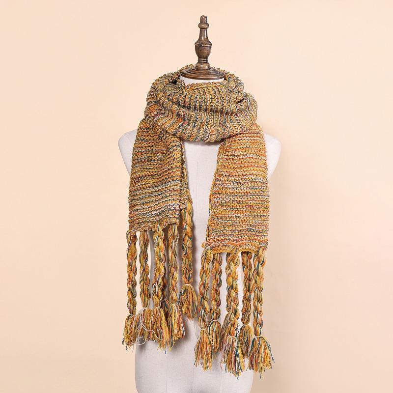 Knitted wool scarf female winter student long versatile warm scarf high sense