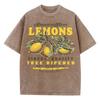 Premium Fresh Lemons Fruit Print Women Washed T-Shirts Y2K Comfortable Short Sleeve Loose All-Match T Shirt Cotton Hip Hop Top
