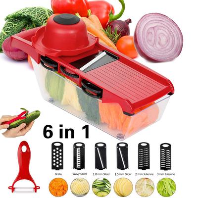 6 In 1 Mandoline Slicer Multifunctional Food Chopper with Container Onion Chopper Dicer Veggie Salad Grater Slicer JT29