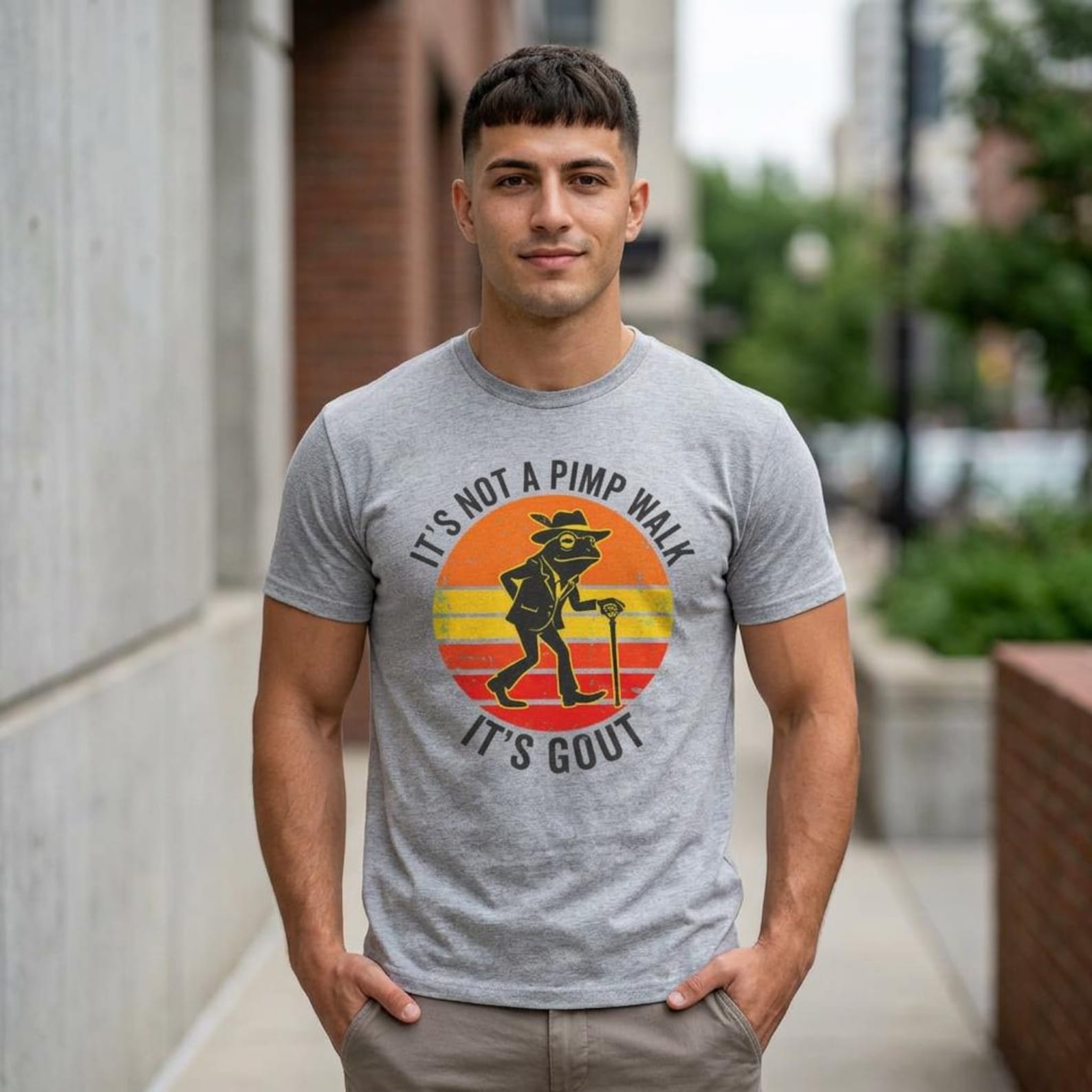 It s Not A Pimp Walk Gout Frog Cane T-Shirt; Funny Amphibian Health Joke Tee; Sarcastic Medical Humor Shirt 4XL