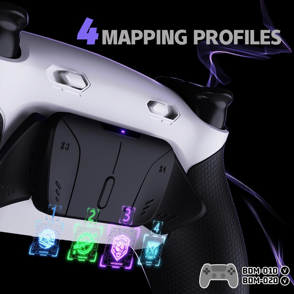 EXtremeRate RISE4 Plus MAX Back Paddle Kit für PS5 Controller mit klickenden Triggerstopps und programmierbarem Gummi-Rücktasten-Kit für PS5 Controller