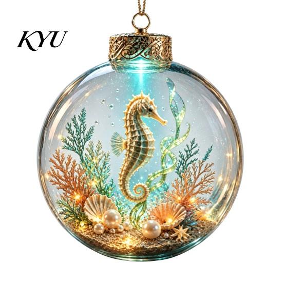 Coastal Style Home Seasonal Ornaments Ocean Animal Christmas Ball Ornament, 3D Marine Life Hanging Decoration, Theme Beach Xmas Tree Pendant