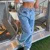 Demin Pants for Women Loose Casual Denim Wide Leg Pants Womens Straight Leg Pant Y2k Street Retro Wash Solid Color