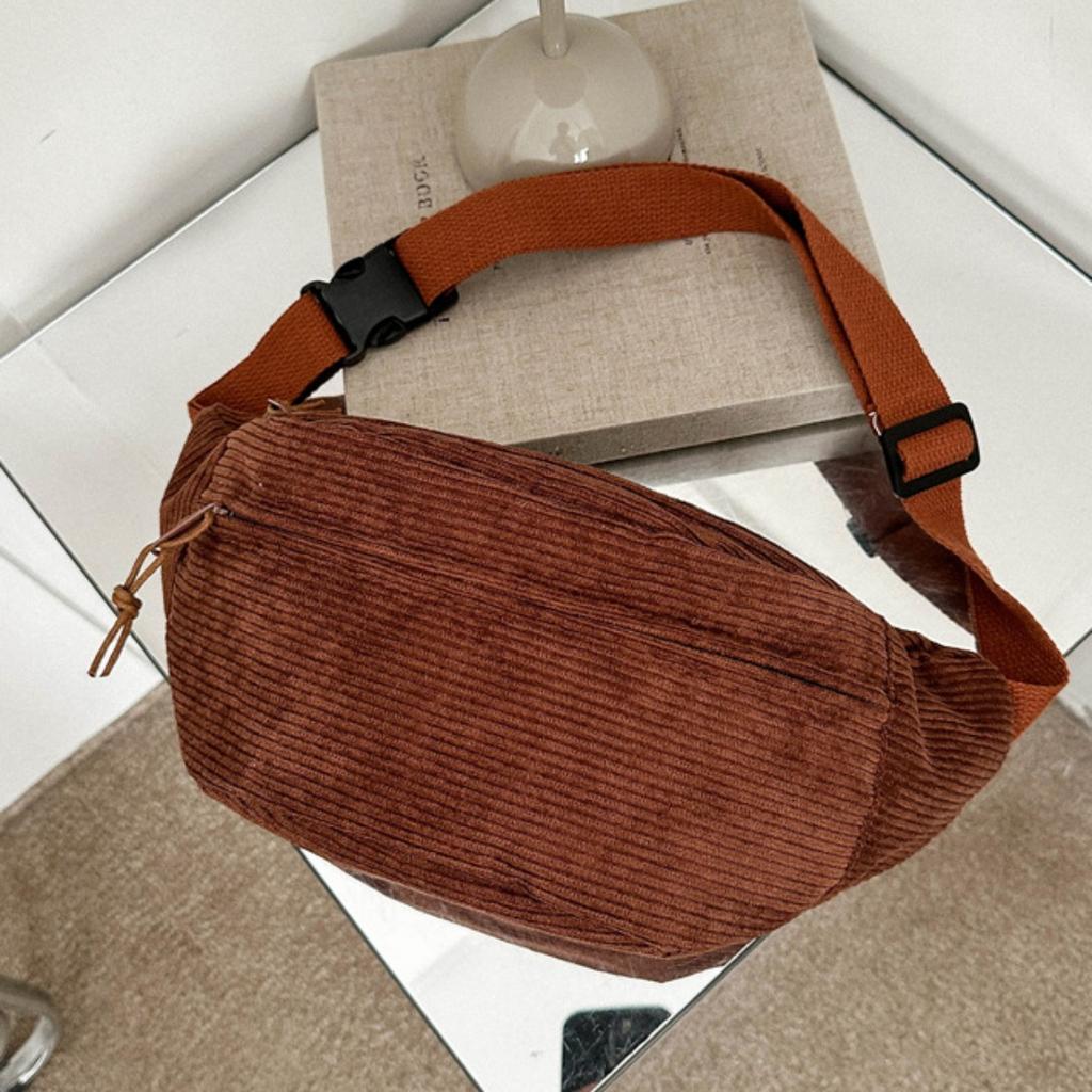 Bags, Women's Bags, Fashionable Autumn and Winter Crossbody Bags, Striped Velvet Women's Niche Chest Bags, Waist Bags