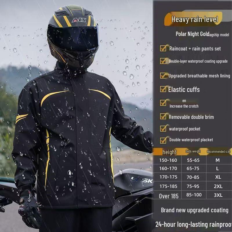 Men's Motorcycle Raincoat and Pants Set - Split Type, Stormproof Riding Gear