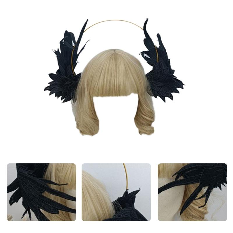 Damska Mary Halos korony opaska na głowę anioł skrzydło Tiara akcesoria do włosów bogini chluba nakrycie głowy na Cosplay