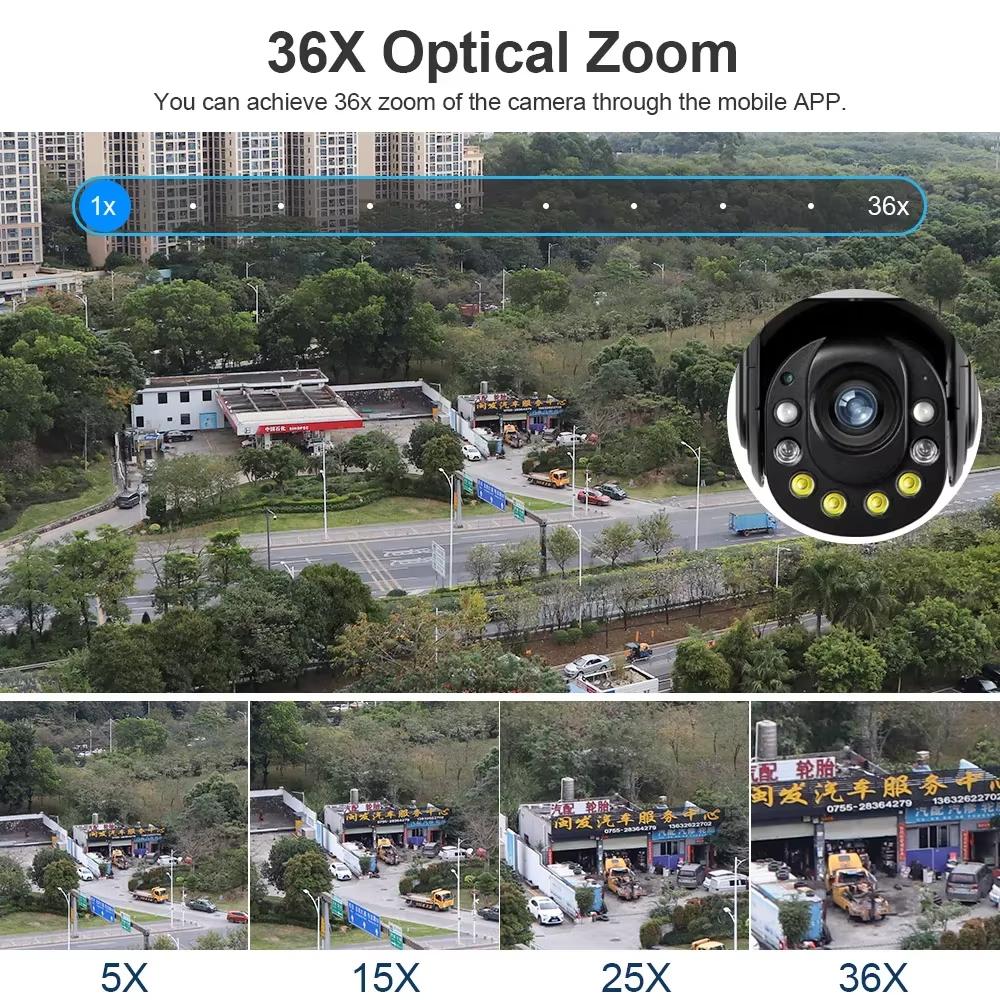 LS VISION 6MP Real 36X Optical Zoom WIFI Camera Outdoor Dual Lens PTZ Humanoid Detection Color Night Vision Surveillance IP Camera iCSee App