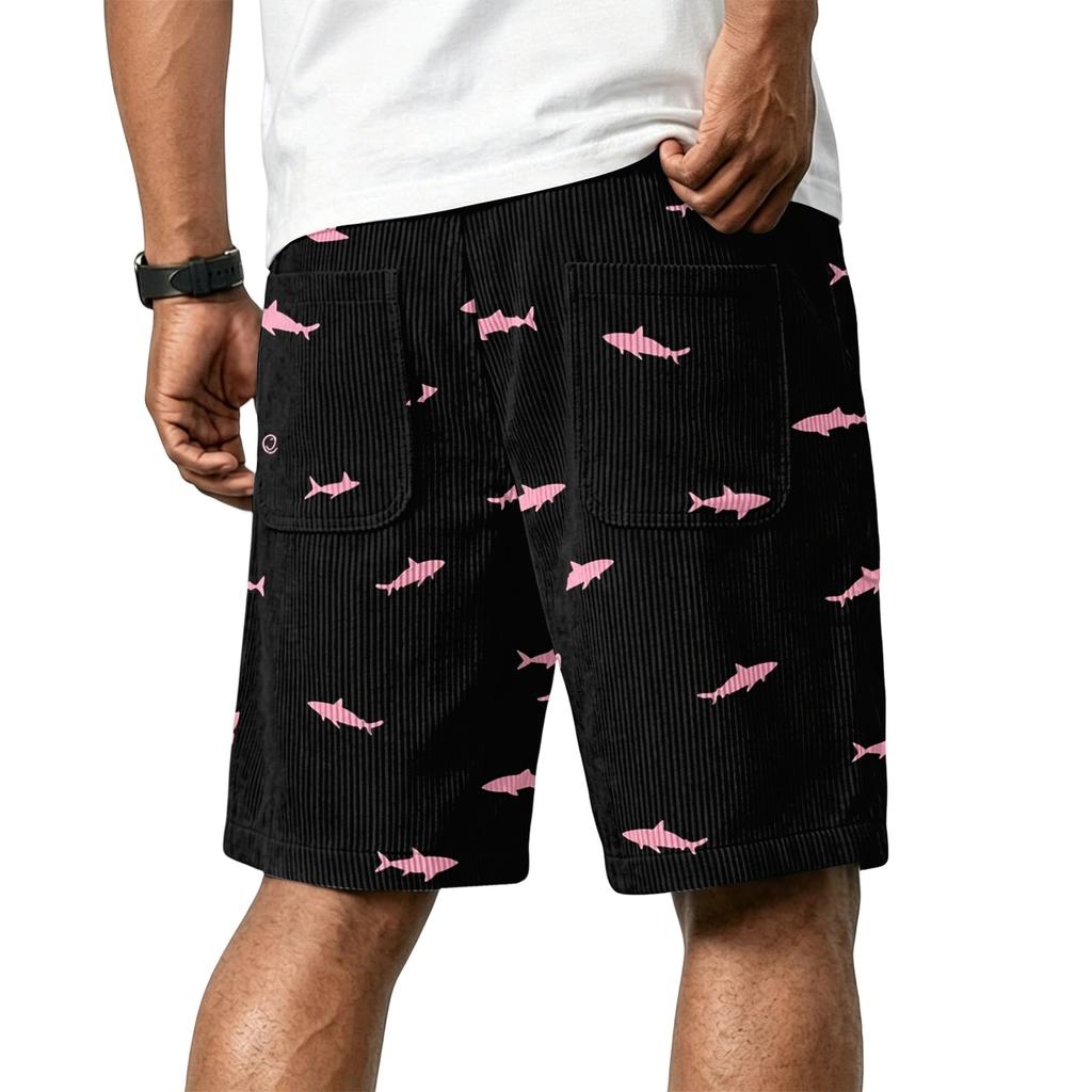 Men's Casual Corduroy Drawstring Shorts Hawaiian Style Lightweight Comfortable Relaxed Fit Summer Beachwear