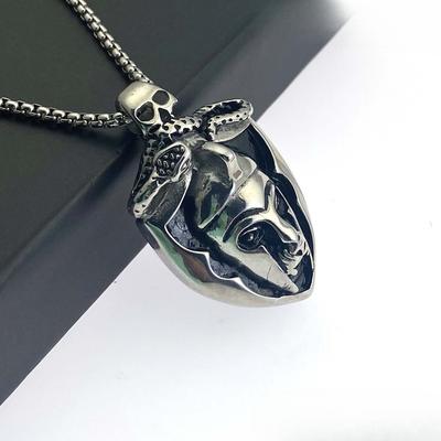 Street Vintage Personality Egyptian Pharaoh Skull Snake Stainless Steel Pendant Titanium Steel Necklace Sweater Chain