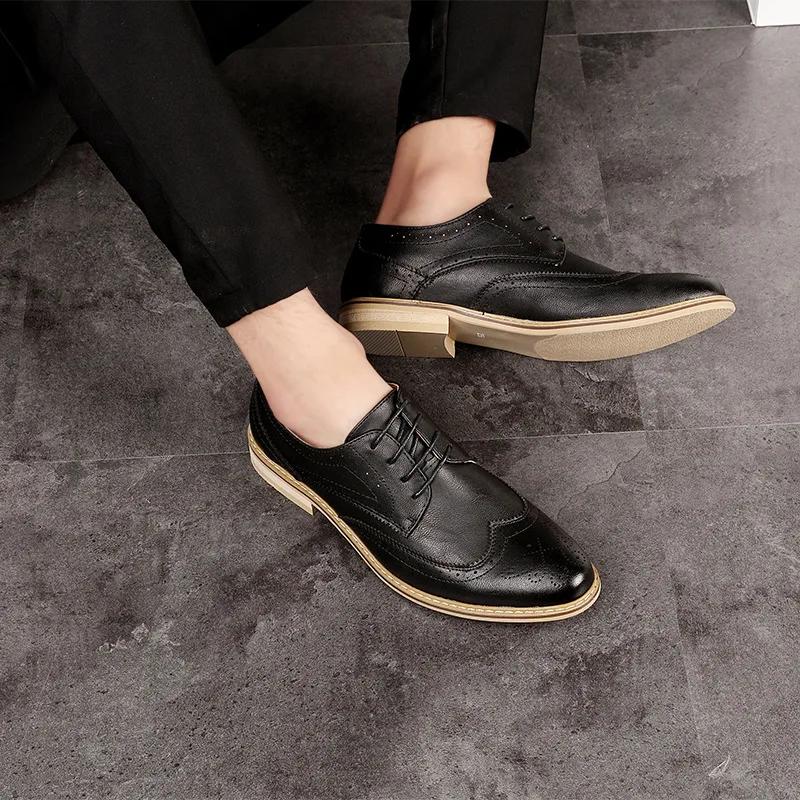 Spring Blok Men's Dress Shoes British Casual Business Formal Leather Shoes Men's Wedding Shoes