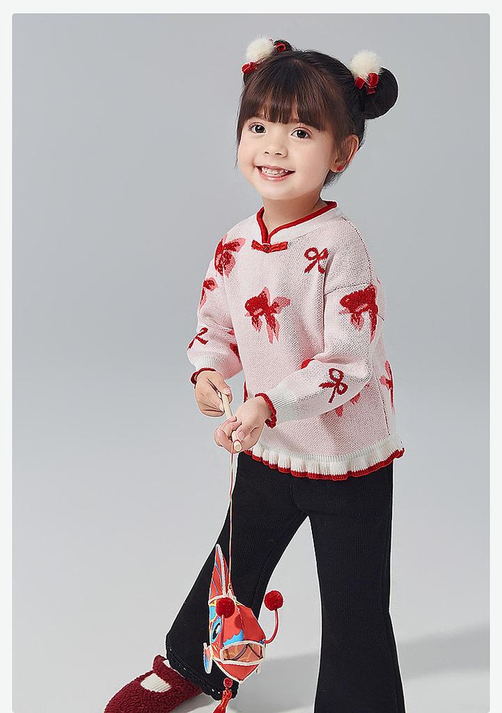 National Style Bow 25 Winter Children's Warm Short Sweater