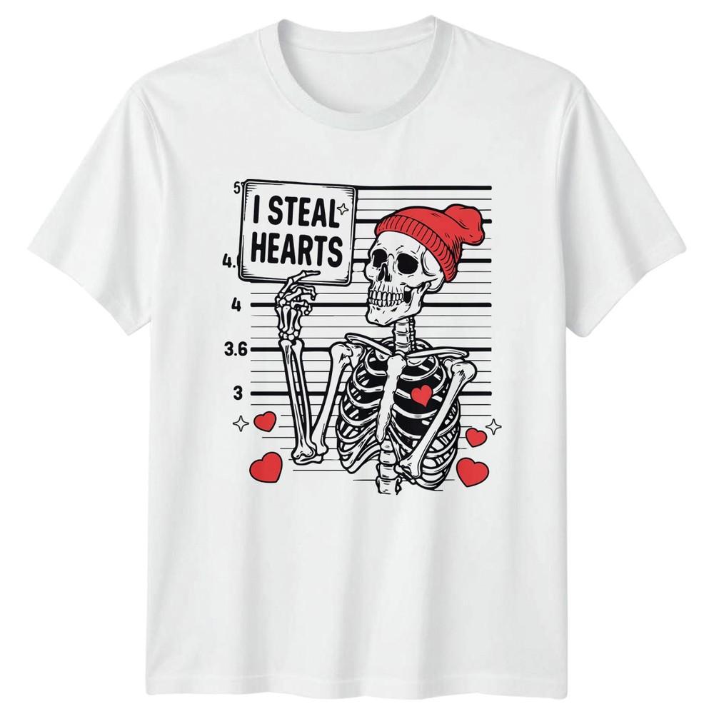 I Steal Hearts Skeleton Love Humor Unisexs Unisexs Mugshot Graphic Tee S