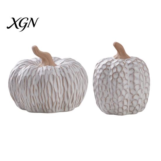 Matte White Harvest Gifts Ceramic Pumpkin Fall Table Centerpiece, Realistic Fake Figurine Nordic Style Home Accessories for Autumn Halloween