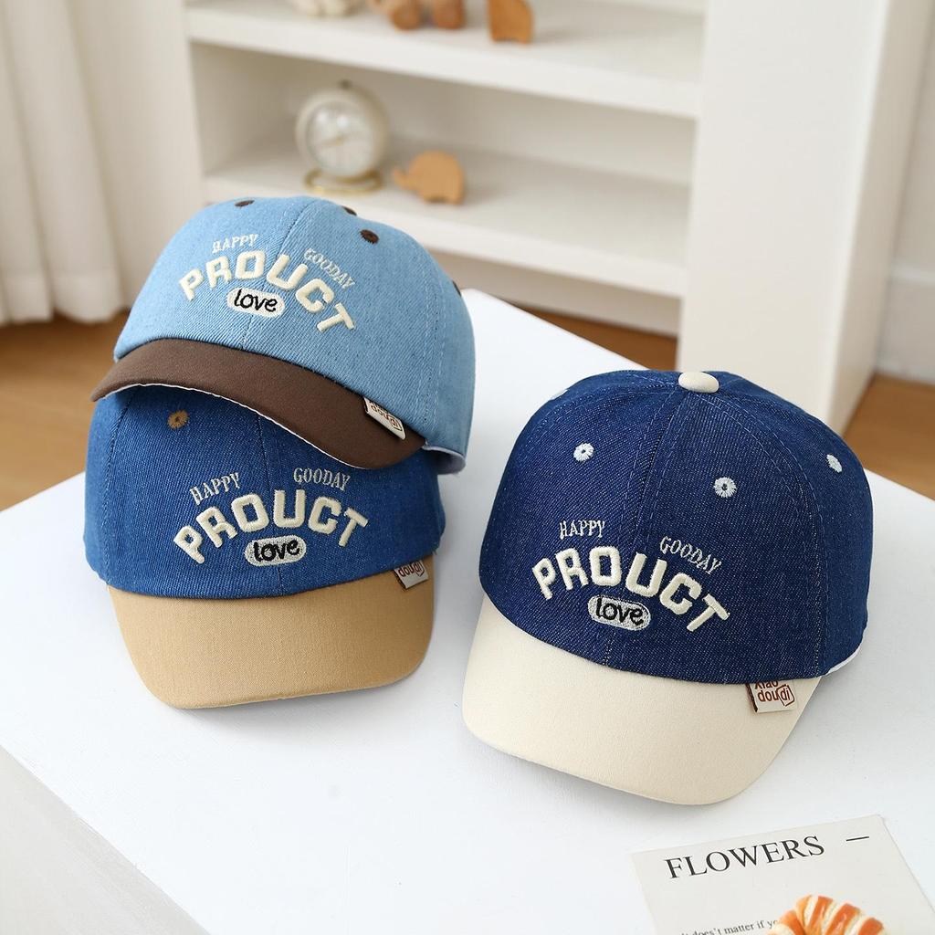 Kid's Cute Cartoon Bear Denim Baseball Cap - Spring/Summer 2026 Toddler Sun Visor
