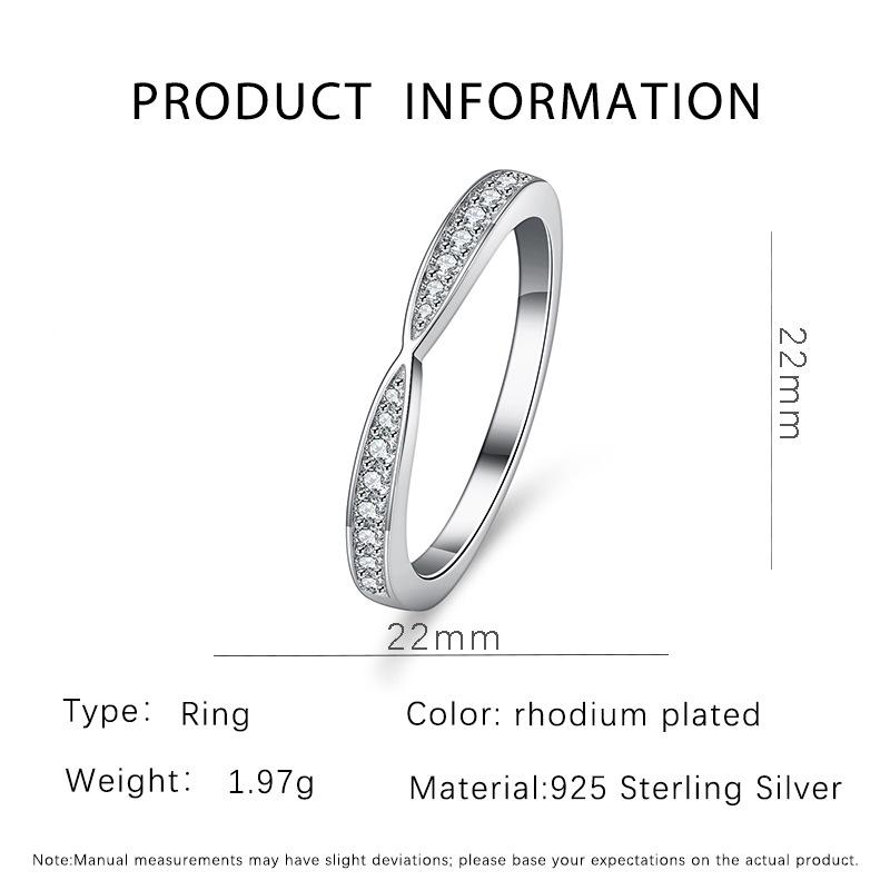 S925 Sterling Silver Moissanite Mobius Band Ring - Elegant Minimalist Design for Women Size 6