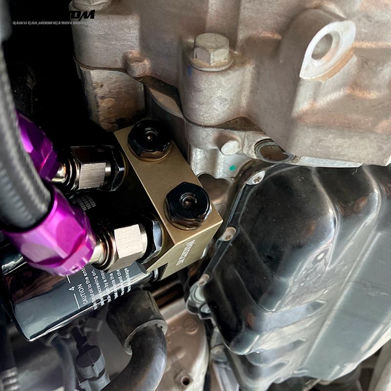 SK CUSTOM Engine Radiator Adapter Oil Cooler Filter Thermostat Sandwich Plate Elevation Angle 45° AN8 AN10 Aluminum Alloy CNC