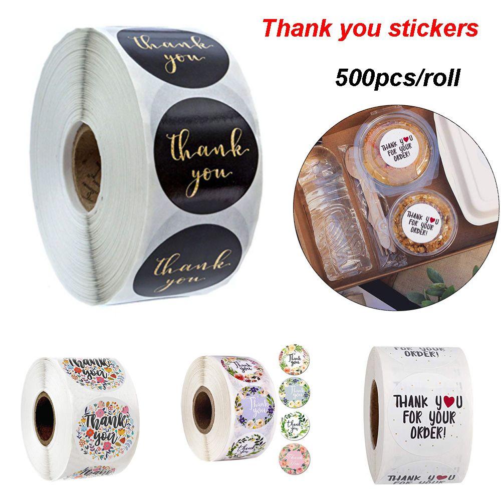 Round label Sticker roll Self Adhesive Gift Paper Sticker Thank You Stickers Sealing Craft