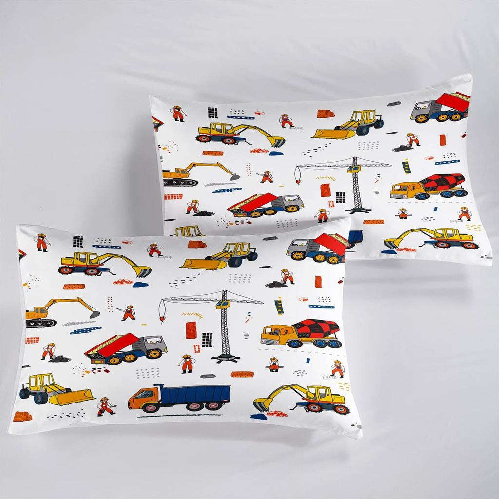 Excavator Mattress Bed Sheet Four-piece Set Boys Excavator Bedding Set Bedroom Room Decoration