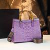 Crocodile Print Bag, High-end Style, Bamboo Joint Hand-held Tote Bag, Versatile Leather Women's Bag