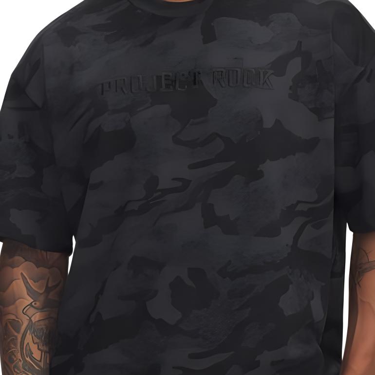 Under Armour Prosjekt SS25 Rock Letter Løs Komfortabelt Heldekkende Trykk Rund Hals Kort Ermet T-skjorte Herre T-skjorter Svart 1389976-001