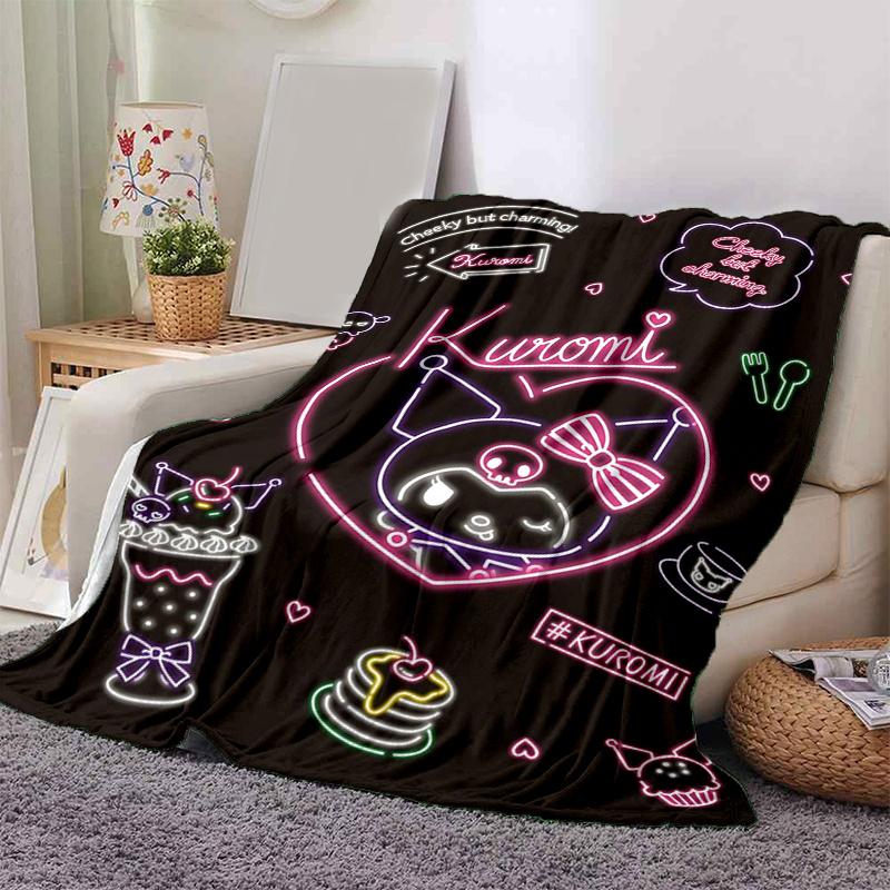 1pc Kuromi's Sweet Adventure Blanket Soft Warm Bedding Throw for Room Decor, Living Room, Travel, Camping, Car Blankets, Beach, Office Naps, Gift Home