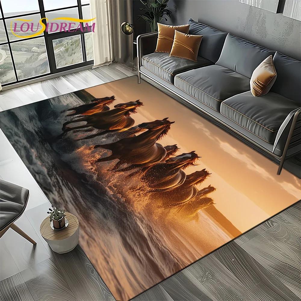 27 Style New Horse Pentium Gallant Steed 3D Animal Carpet Rug for Living Room Bedroom Home Sofa,Kid Area Rug Non-slip Floor Mat