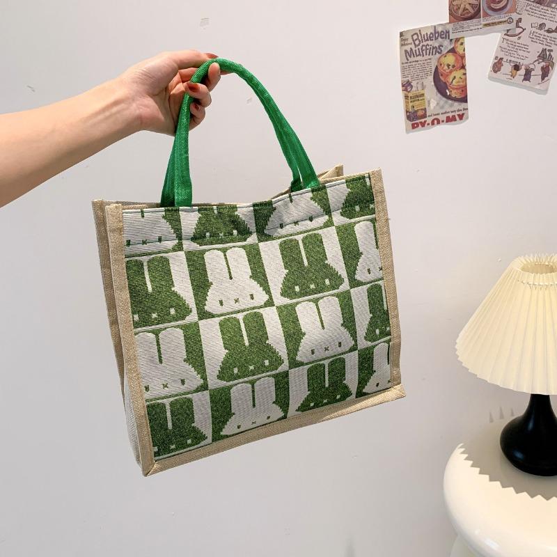 Women's Bag Simple Pure Linen Fashion Portable Magnetic Buckle Single Shoulder Bag Rabbit Bag