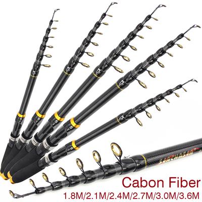 Nuova canna da pesca da viaggio con esca retrattile portatile 1,8 m-3,6 m Forza di trazione massima 3,5 kg Canna in fibra di carbonio universale per acqua dolce e salata
