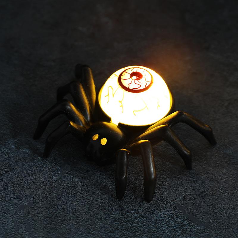 Rolig Ögonlampa Halloween Spindel Rygg Explosion Öga Ljus Party Atmosfär Dekorationstillbehör LED Skräck Pumpalampa