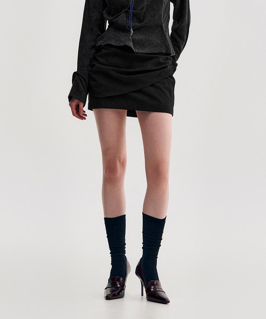 Kimjisu Drape Layered Mini Skirt _ Black