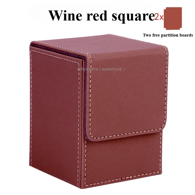 

Card Storage Box for 100+ Sleeved Cards Leather Trading Commander Deck Box with 2 Dividers for Sports PKM Game Mtg Cards Deck коричневый