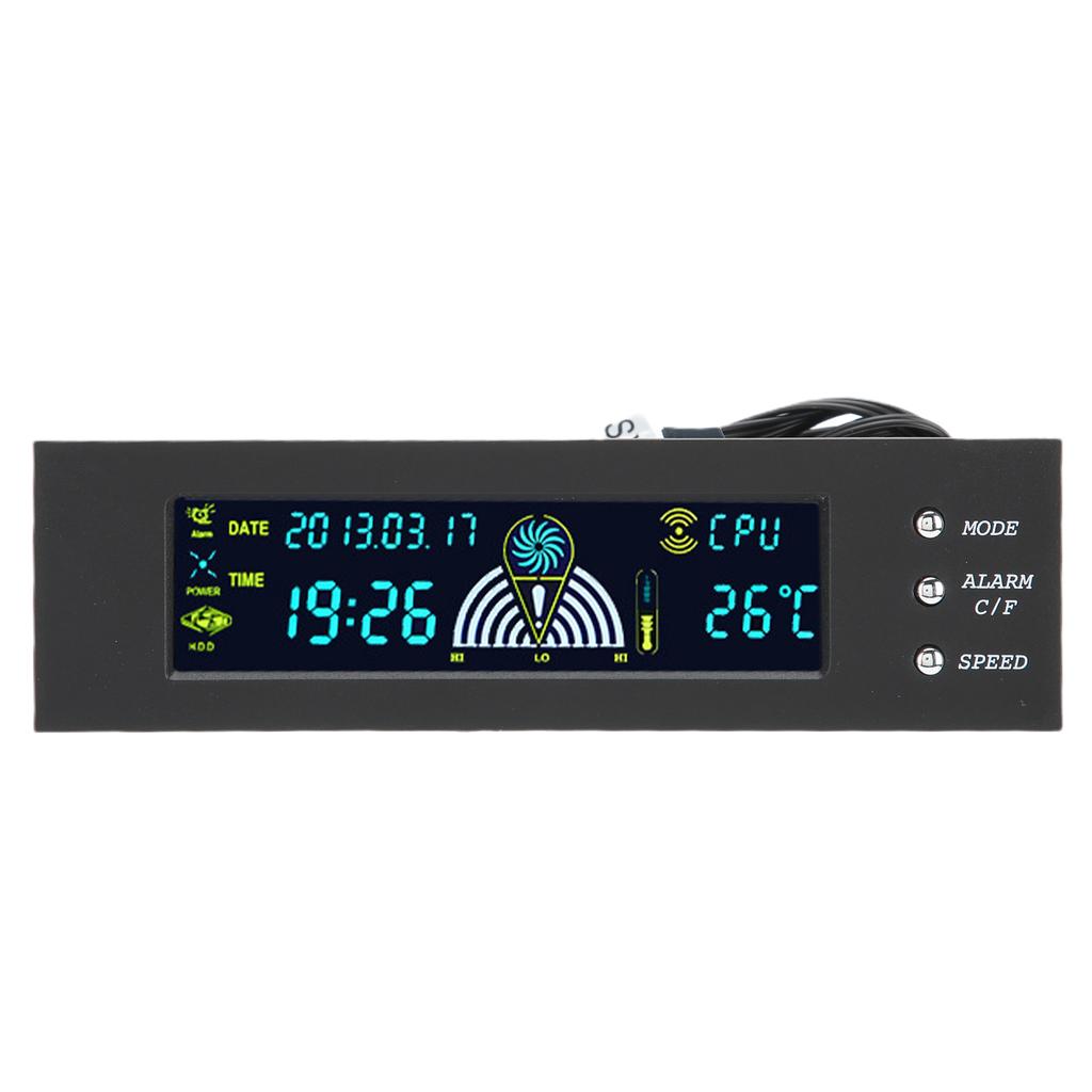 Computer 3‑Fan Speed Controller CPU HDD SYS Temperature Control LCD Front Panel 5.25in STW‑5023