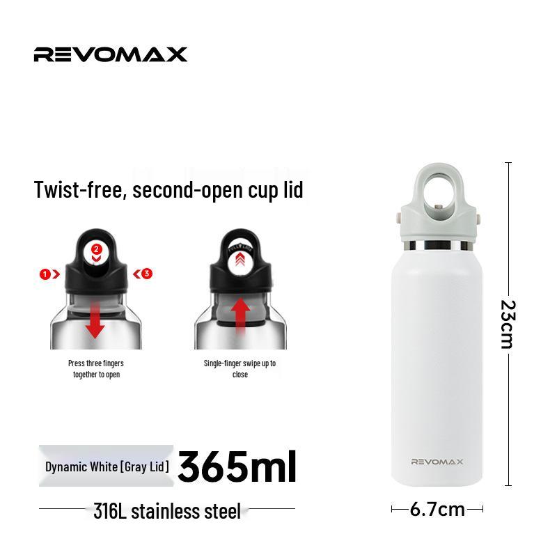 REVOMAX Threadless Insulated Sports Bottle with One-Handed Open Lid