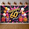 Birthday Party Backdrop Typography 60th Birthday Background Birthday Event Background Golden Text For Family Party