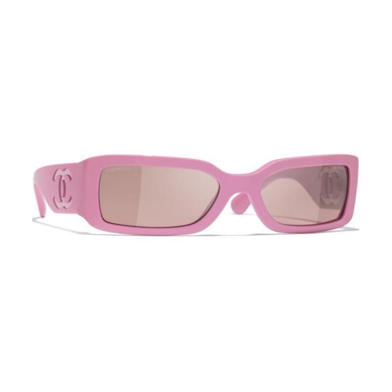 CHANEL Temple Logo Nylon Acetate Irregular Sunglasses Unisex Couple Style Pink
