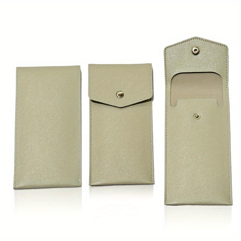 Modern Minimalist PU Leather Large Capacity Multiple Storage Bag, Solid Color Leather Student Stationery Bag, Pen Protective Cover