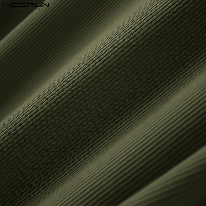 INCERUN Pánské tílko s límcem čtvercového střihu bez rukávů Slim Fit Pinstripe