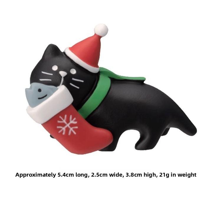 Christmas Resin Art Toys With Festive Mushroom And Cat Designs For Gift Giving