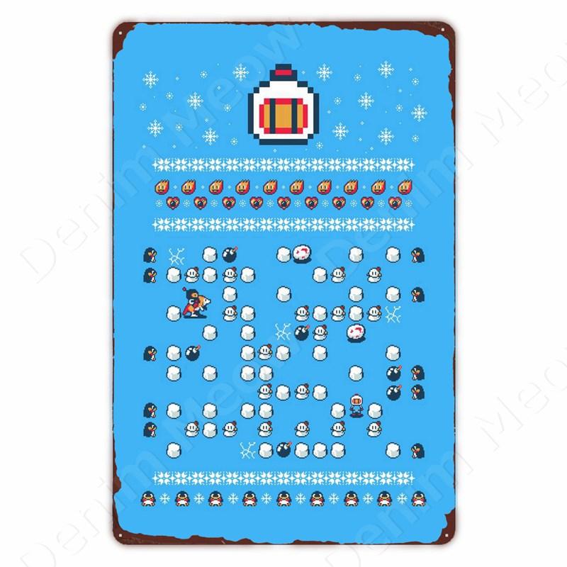 Klassieke Pixel Games Vintage Retro Metalen Tinnen Bord Oud Spellen Kunst Poster Ruimte Pixel Game Plaque voor Thuis Kamer Club Bar Muurdeco