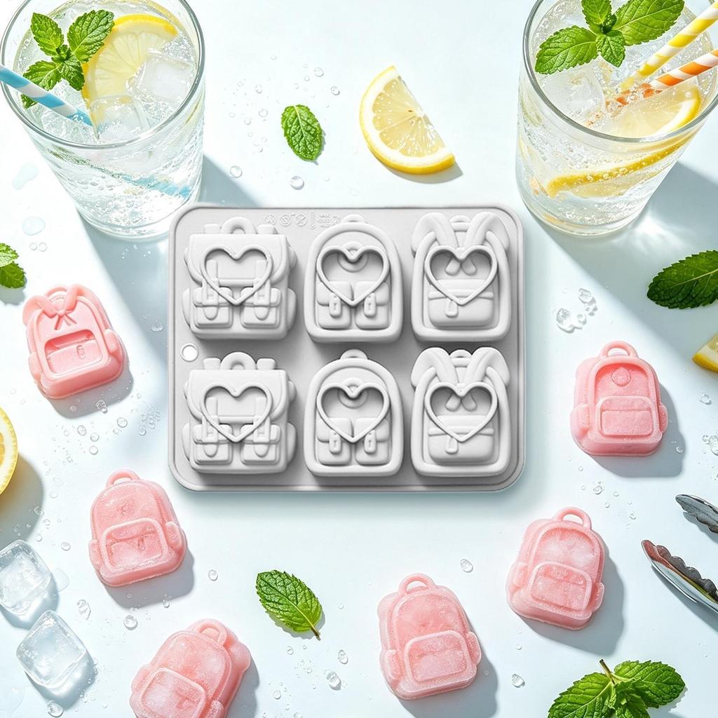 Silicone Mold 6 Cavity Backpack Silicone Candy Molds for Chocolate Candy Cupcake Topper Decorating Silicone Molds Baking Molds