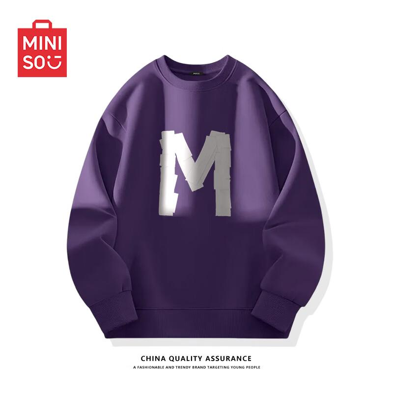 

MINISO Men s Heavyweight Letter Print Round Neck Pullover Sweatshirt 5XL