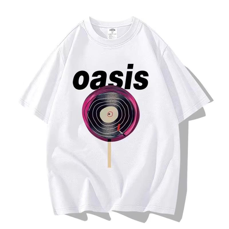 Britská pouličná Oasis Kapela Oasis Voľný Módny Všestranný Trendy Značkový Krátkorukávový Odev Polovičný Rukáv Bavlna Pár Tričko