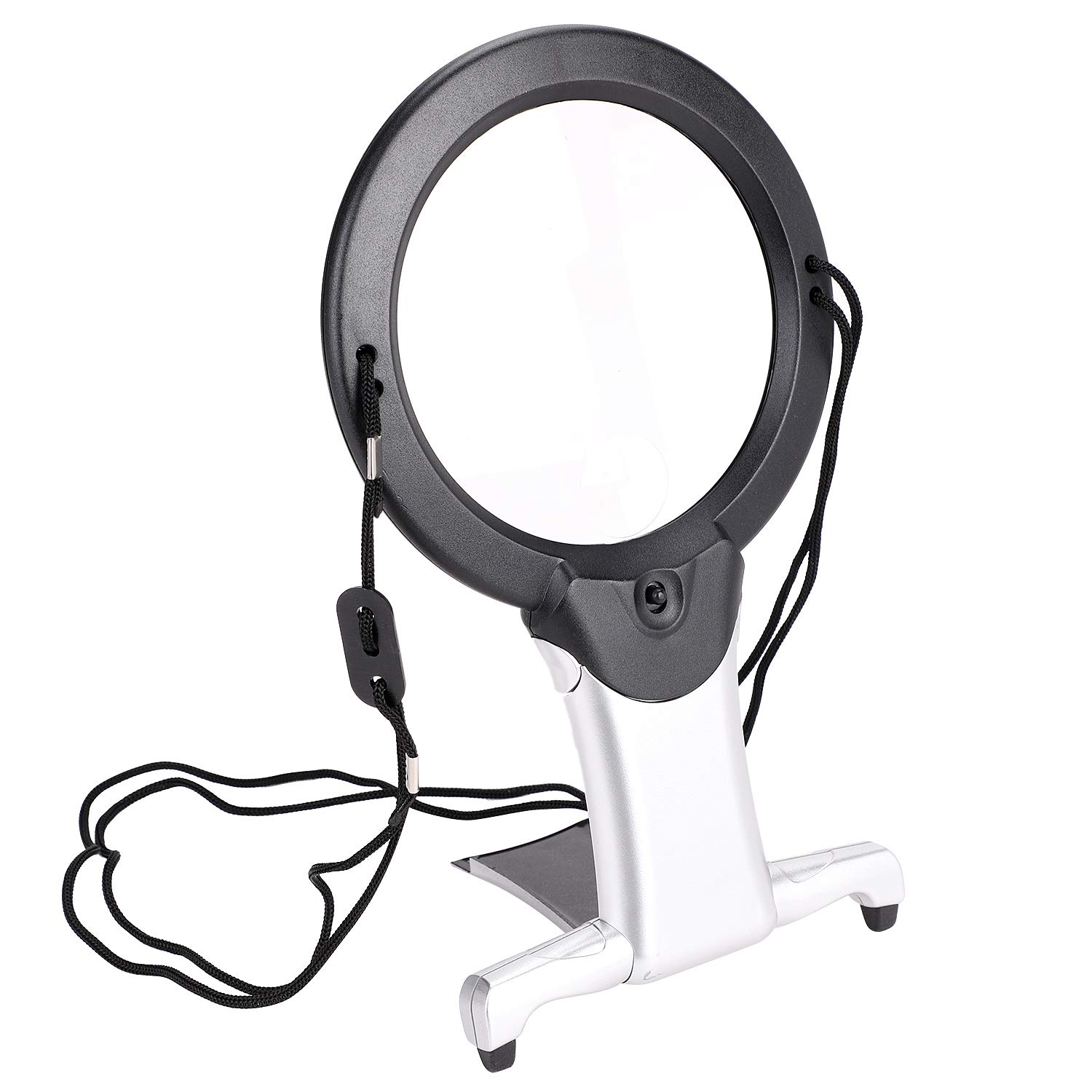 

2x and 6x magnification magnifier with LED 100mm or perfect for and and ideal for and High-powered light, foldable, diameter, handheld, neck-mounted чорний