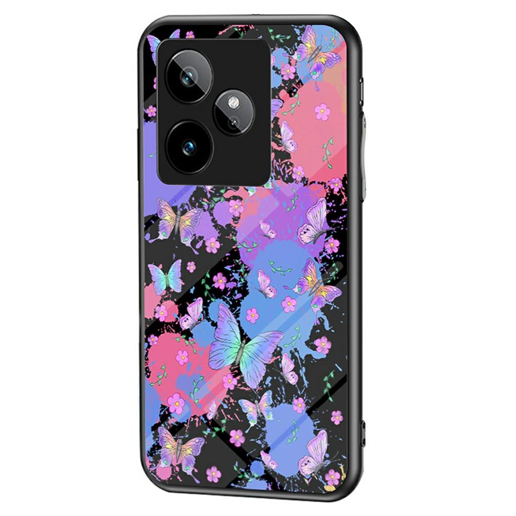 For Realme GT 7 5G Case Butterfly Pattern TPU+Tempered Glass Protective Phone Cover