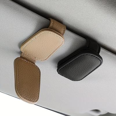 Elegantný prémiový kožený držiak na okuliare do auta s úložným priestorom na viacero kariet na slnečnú clonu